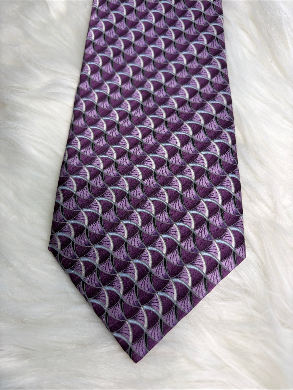 Men's Purple Geometric 100% SILK Tie